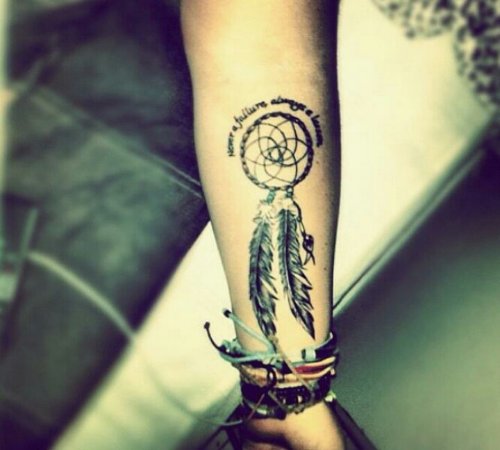 Dreamcatcher Tattoo On Girl Left Arm